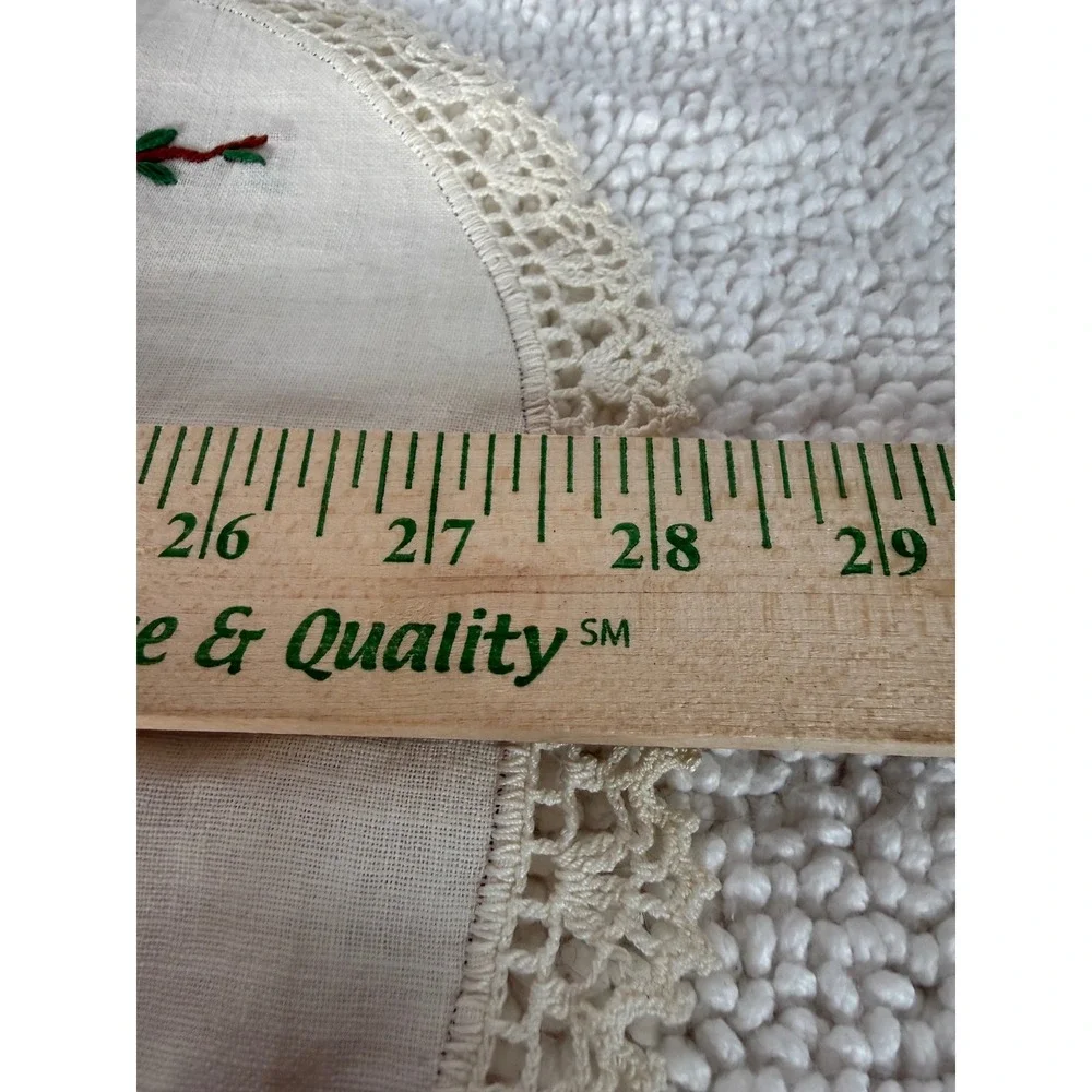 Vintage Embroidered Table Runner Birds Floral Lace Trim‎ Farmhouse Kitchen Decor
